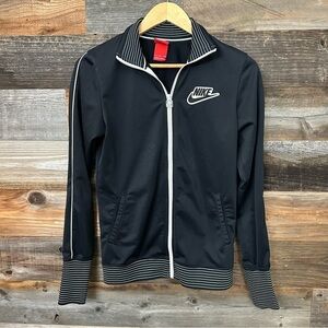 Nike Womens Full Zip Warm Up Track Jacket Pre Game Size S Black White Red Tag